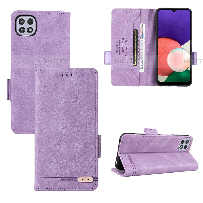 Custodia Portafoglio In Pelle Cover con Supporto L10Z per Samsung Galaxy F42 5G Viola