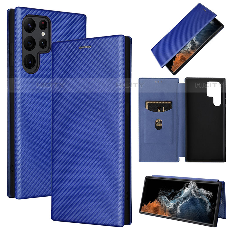 Custodia Portafoglio In Pelle Cover con Supporto L10Z per Samsung Galaxy S23 Ultra 5G Blu