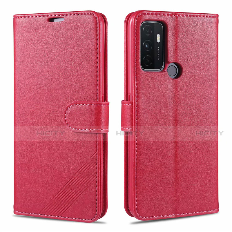 Custodia Portafoglio In Pelle Cover con Supporto L11 per Oppo A33 Rosso