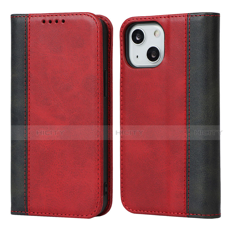 Custodia Portafoglio In Pelle Cover con Supporto L12 per Apple iPhone 13 Mini Rosso