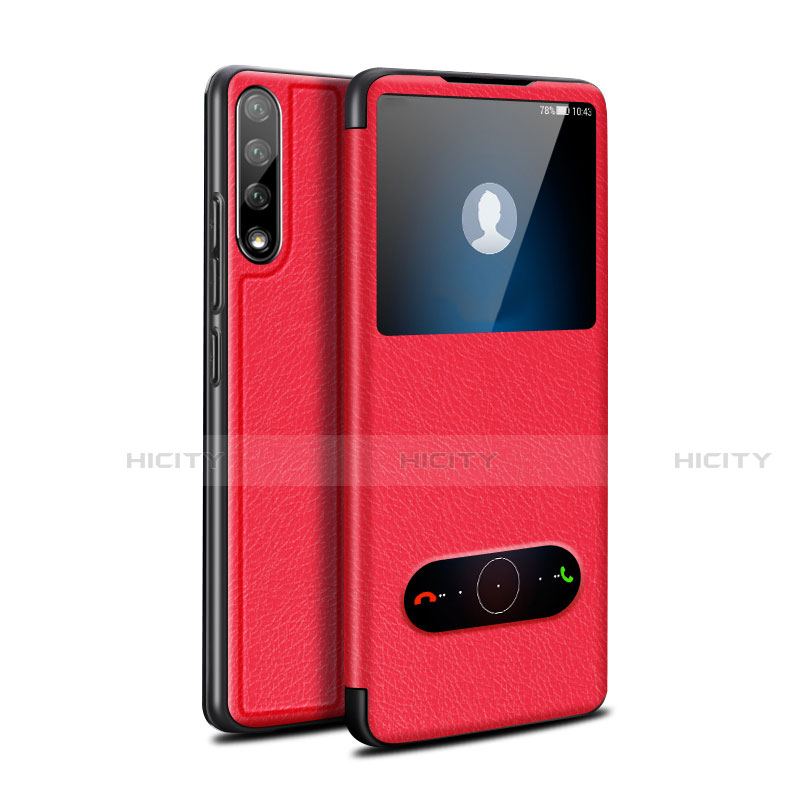 Custodia Portafoglio In Pelle Cover con Supporto L12 per Huawei Enjoy 10S Rosso