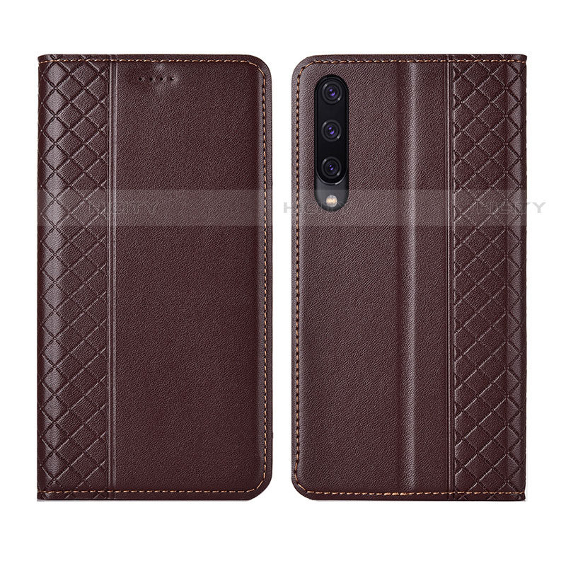 Custodia Portafoglio In Pelle Cover con Supporto L12 per Huawei P Smart Pro (2019) Marrone