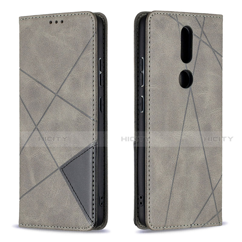 Custodia Portafoglio In Pelle Cover con Supporto L12 per Nokia 2.4 Grigio