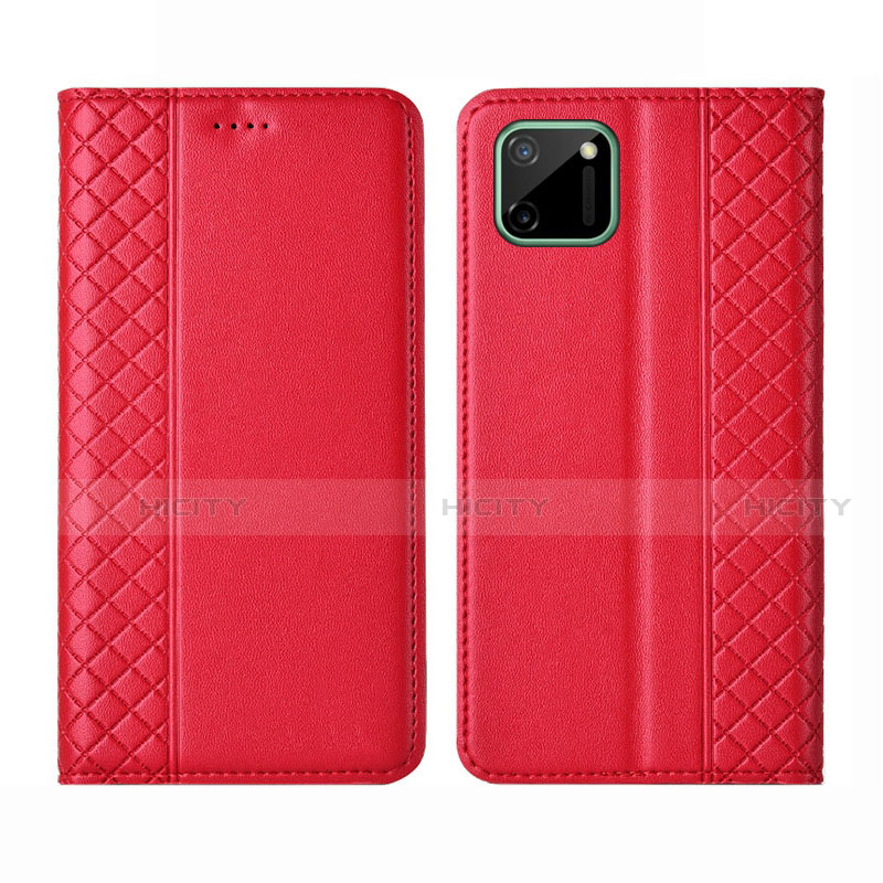 Custodia Portafoglio In Pelle Cover con Supporto L14 per Realme C11 Rosso