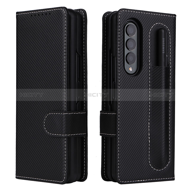 Custodia Portafoglio In Pelle Cover con Supporto L14Z per Samsung Galaxy Z Fold3 5G Nero