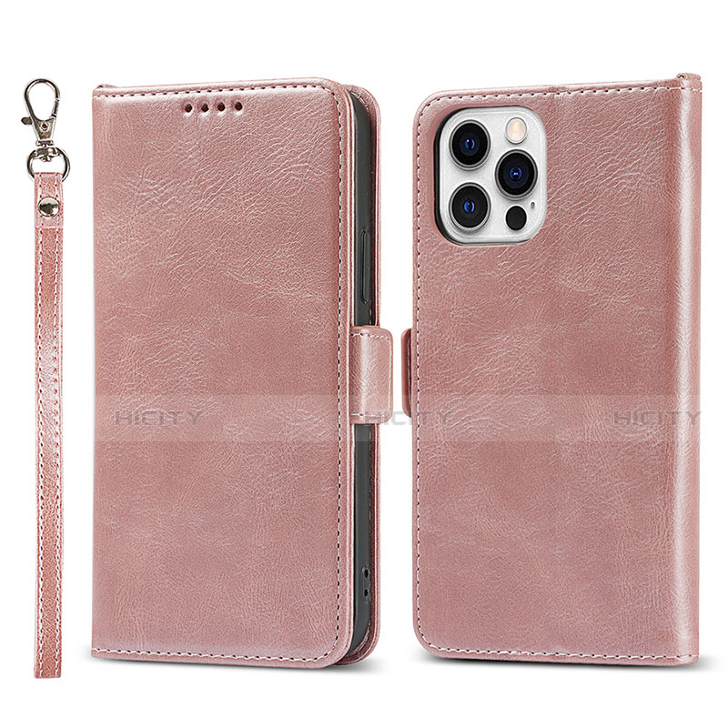 Custodia Portafoglio In Pelle Cover con Supporto L15 per Apple iPhone 13 Pro Oro Rosa