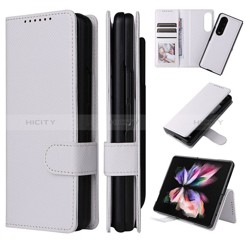 Custodia Portafoglio In Pelle Cover con Supporto L17Z per Samsung Galaxy Z Fold3 5G Bianco