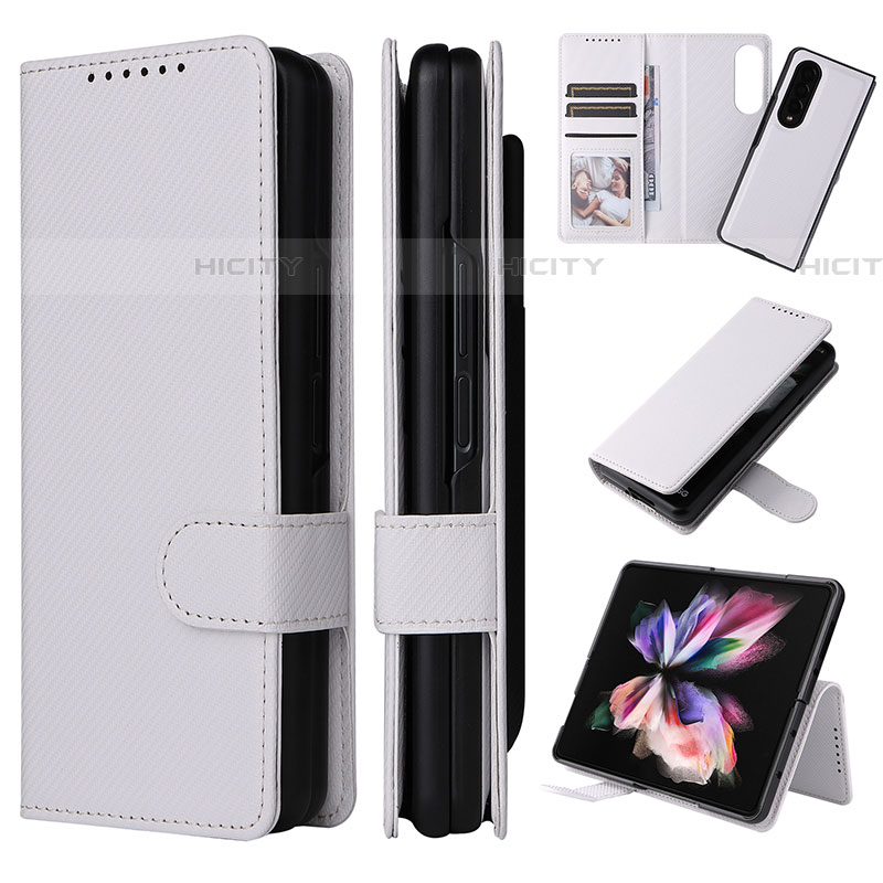 Custodia Portafoglio In Pelle Cover con Supporto L17Z per Samsung Galaxy Z Fold4 5G Bianco