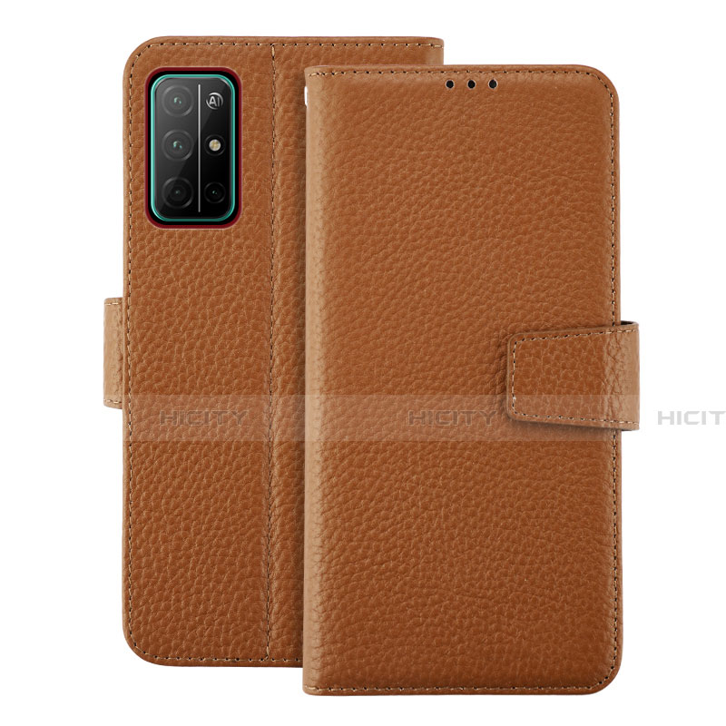 Custodia Portafoglio In Pelle Cover con Supporto L19 per Huawei Honor 30S Marrone