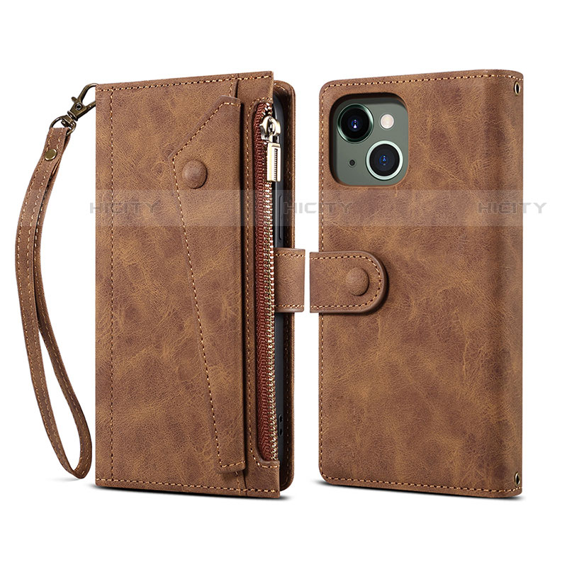 Custodia Portafoglio In Pelle Cover con Supporto L20 per Apple iPhone 13 Mini Marrone