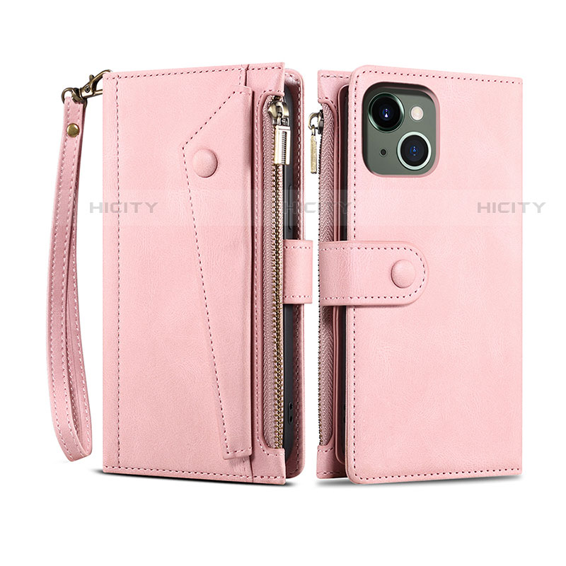 Custodia Portafoglio In Pelle Cover con Supporto L20 per Apple iPhone 13 Mini Oro Rosa