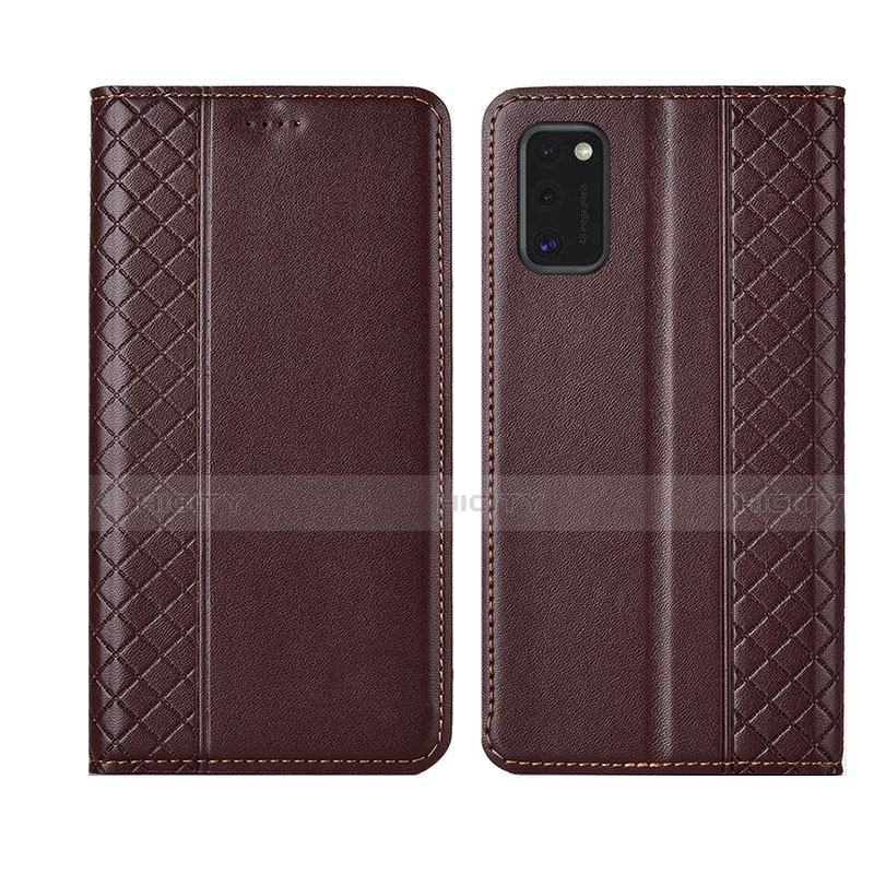 Custodia Portafoglio In Pelle Cover con Supporto L21 per Samsung Galaxy A41 Marrone