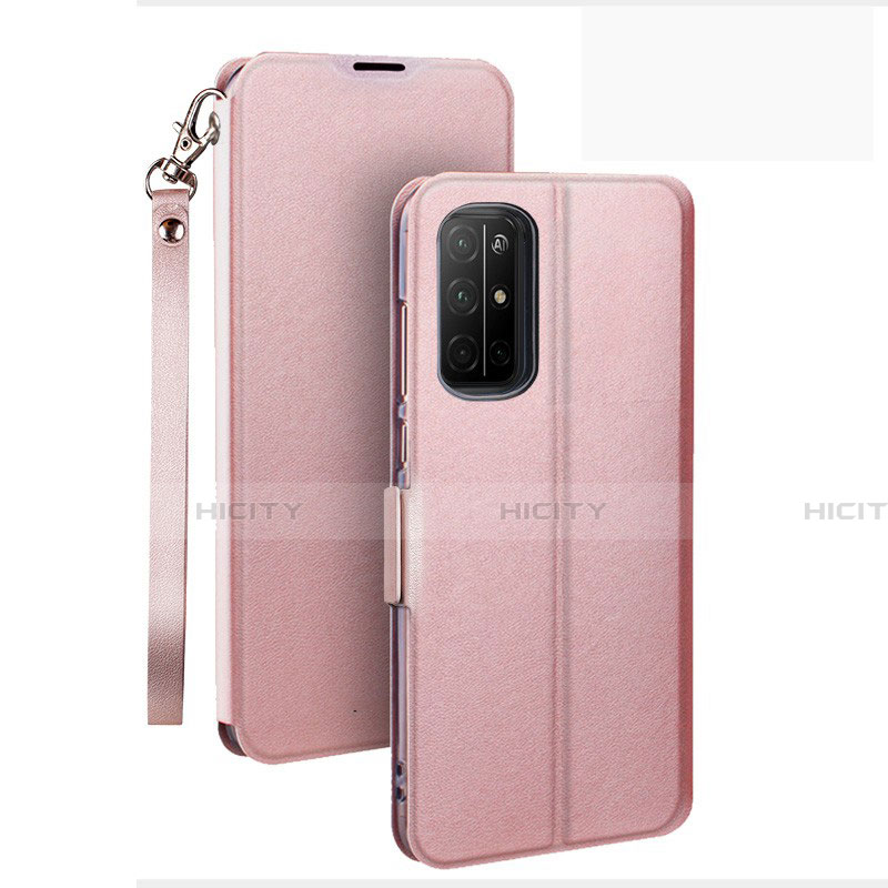 Custodia Portafoglio In Pelle Cover con Supporto L22 per Huawei Honor 30S Oro Rosa