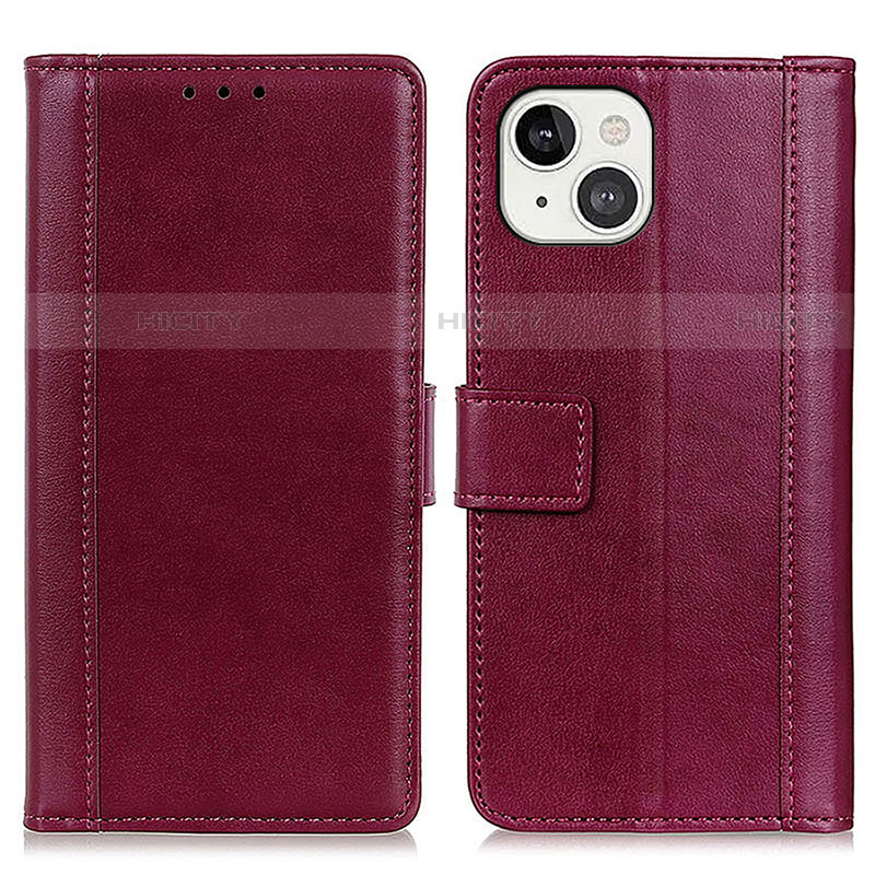 Custodia Portafoglio In Pelle Cover con Supporto L28 per Apple iPhone 13 Mini Rosso