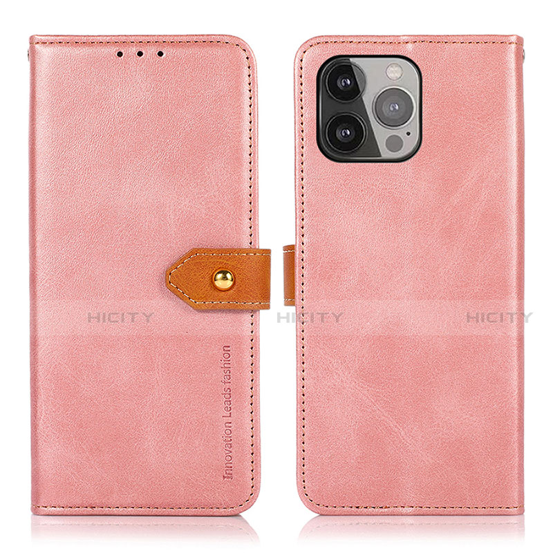 Custodia Portafoglio In Pelle Cover con Supporto L29 per Apple iPhone 13 Pro Oro Rosa