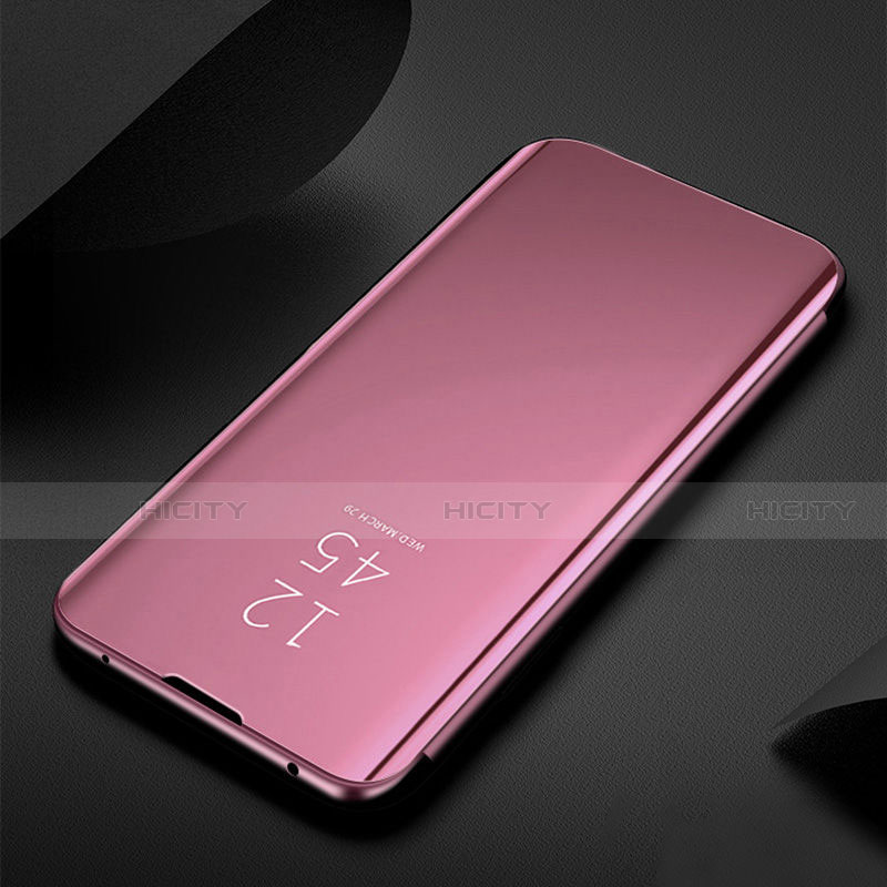 Custodia Portafoglio In Pelle Cover con Supporto Laterale Specchio Cover H01 per Samsung Galaxy S21 5G Oro Rosa