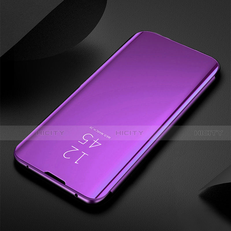 Custodia Portafoglio In Pelle Cover con Supporto Laterale Specchio Cover H01 per Samsung Galaxy S21 5G Viola