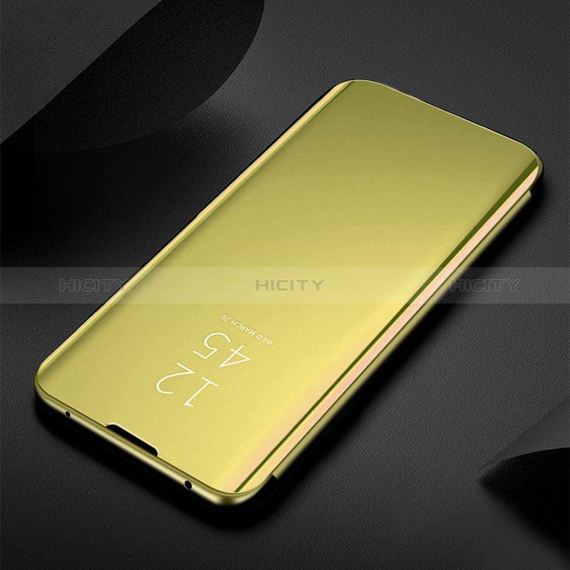 Custodia Portafoglio In Pelle Cover con Supporto Laterale Specchio Cover L01 per Oppo A16 Oro