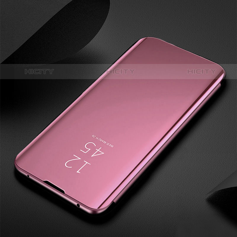 Custodia Portafoglio In Pelle Cover con Supporto Laterale Specchio Cover L01 per Oppo A16s Oro Rosa