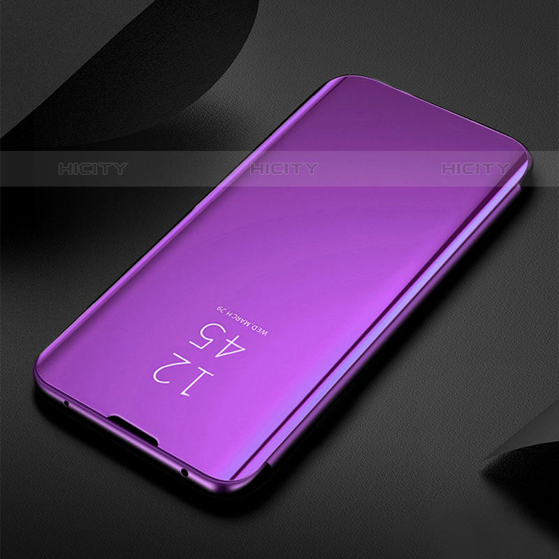 Custodia Portafoglio In Pelle Cover con Supporto Laterale Specchio Cover L01 per Oppo A16s Viola