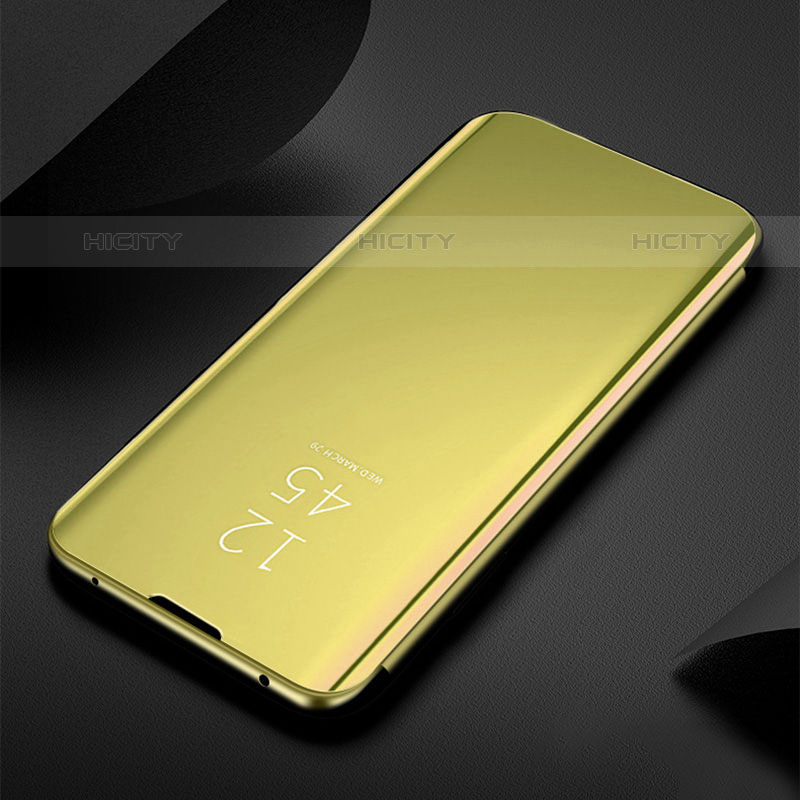 Custodia Portafoglio In Pelle Cover con Supporto Laterale Specchio Cover L01 per Oppo A54 4G Oro