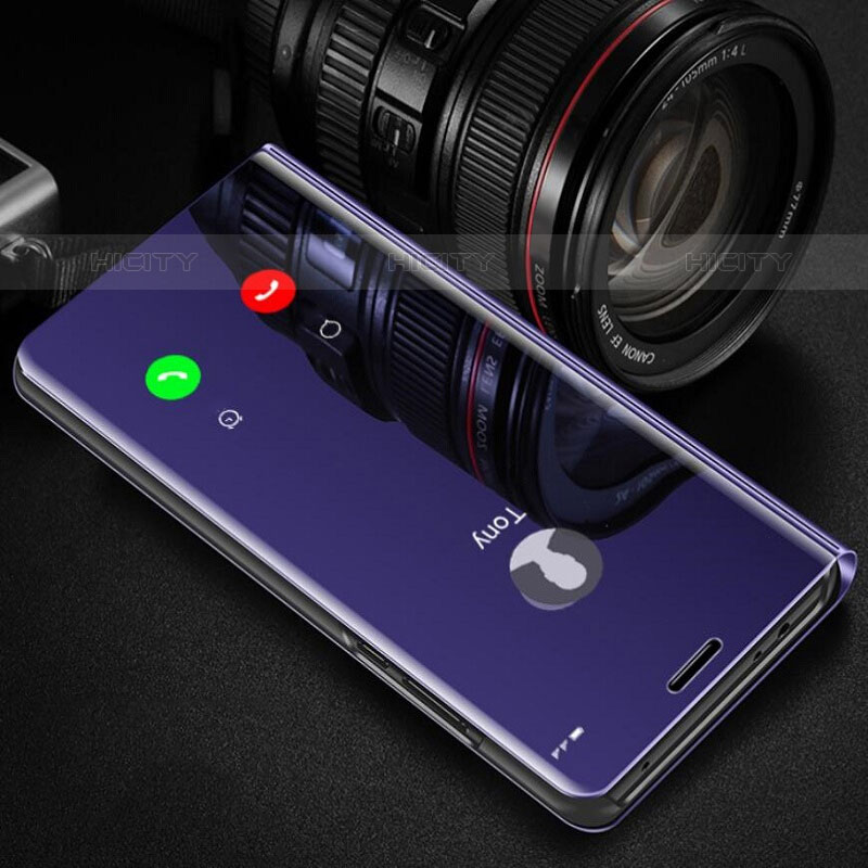 Custodia Portafoglio In Pelle Cover con Supporto Laterale Specchio Cover L01 per Oppo A74 4G Viola