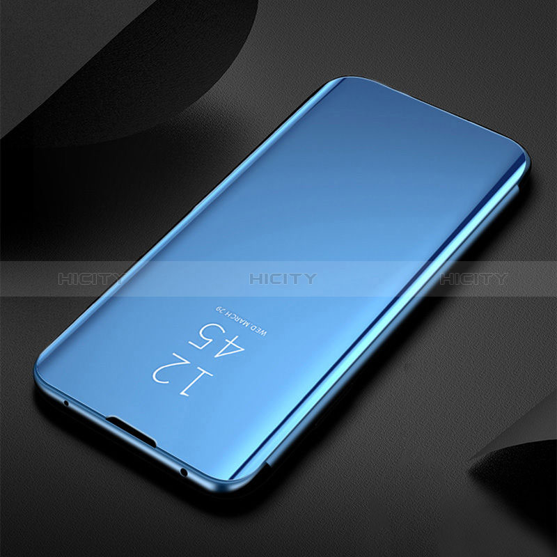 Custodia Portafoglio In Pelle Cover con Supporto Laterale Specchio Cover L01 per Samsung Galaxy A22s 5G Blu