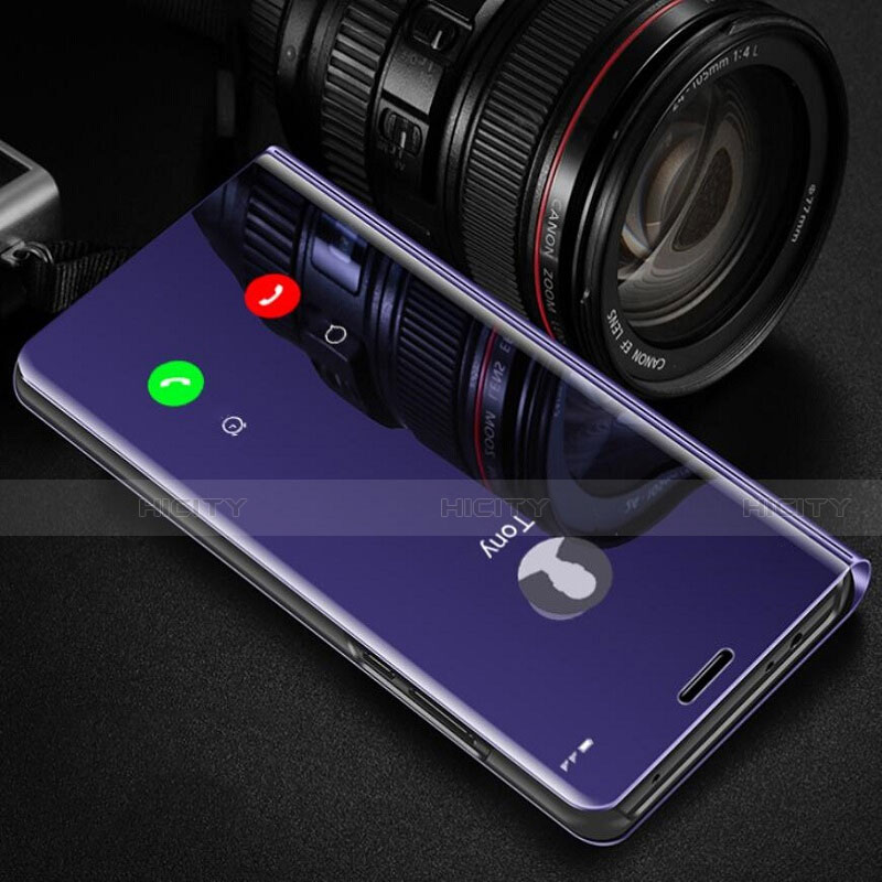 Custodia Portafoglio In Pelle Cover con Supporto Laterale Specchio Cover L01 per Samsung Galaxy A31 Viola