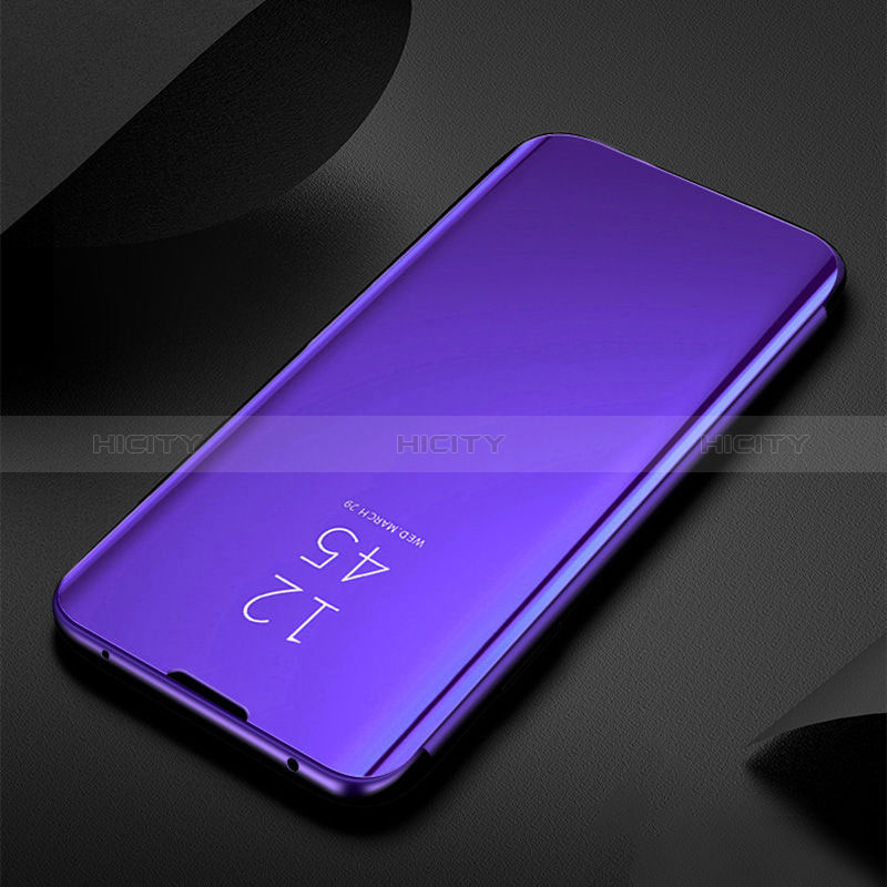 Custodia Portafoglio In Pelle Cover con Supporto Laterale Specchio Cover L01 per Samsung Galaxy A7 (2018) A750 Blu Notte