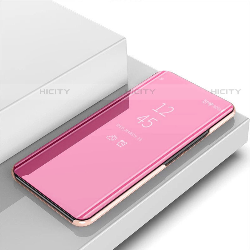Custodia Portafoglio In Pelle Cover con Supporto Laterale Specchio Cover L01 per Xiaomi Mi 12 5G Oro Rosa