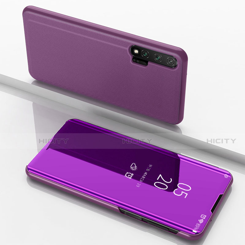 Custodia Portafoglio In Pelle Cover con Supporto Laterale Specchio Cover L02 per Huawei Nova 6 5G Viola