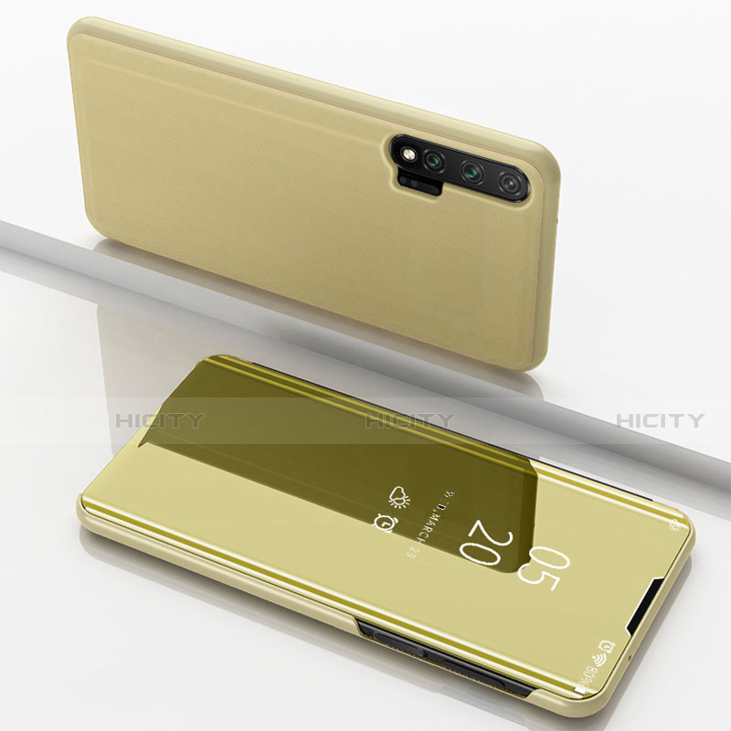 Custodia Portafoglio In Pelle Cover con Supporto Laterale Specchio Cover L02 per Huawei Nova 6 Oro