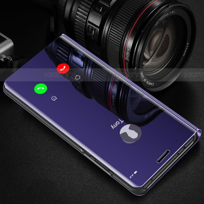 Custodia Portafoglio In Pelle Cover con Supporto Laterale Specchio Cover L02 per Oppo Find X2 Lite Viola