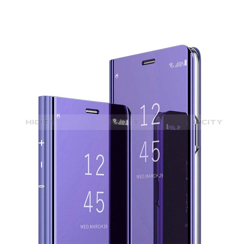 Custodia Portafoglio In Pelle Cover con Supporto Laterale Specchio Cover L02 per Samsung Galaxy A12 5G Viola