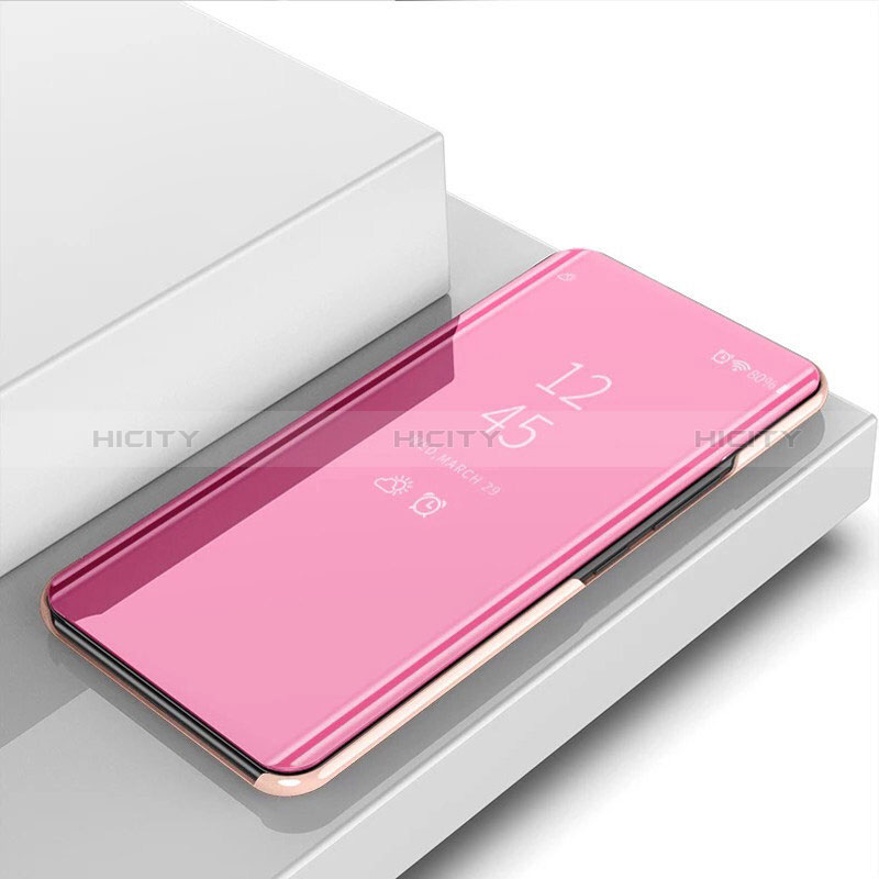 Custodia Portafoglio In Pelle Cover con Supporto Laterale Specchio Cover L02 per Samsung Galaxy M10 Oro Rosa