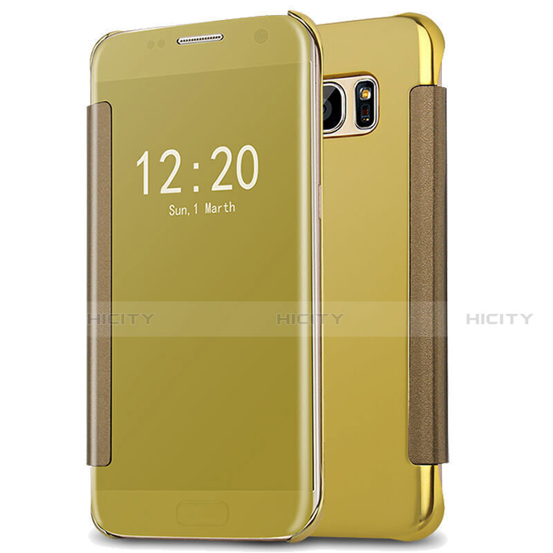 Custodia Portafoglio In Pelle Cover con Supporto Laterale Specchio Cover L02 per Samsung Galaxy S7 Edge G935F