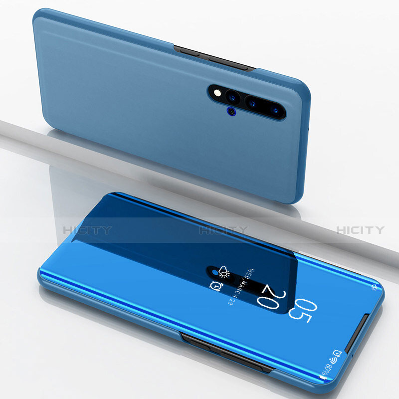 Custodia Portafoglio In Pelle Cover con Supporto Laterale Specchio Cover L03 per Huawei Nova 5 Pro Cielo Blu