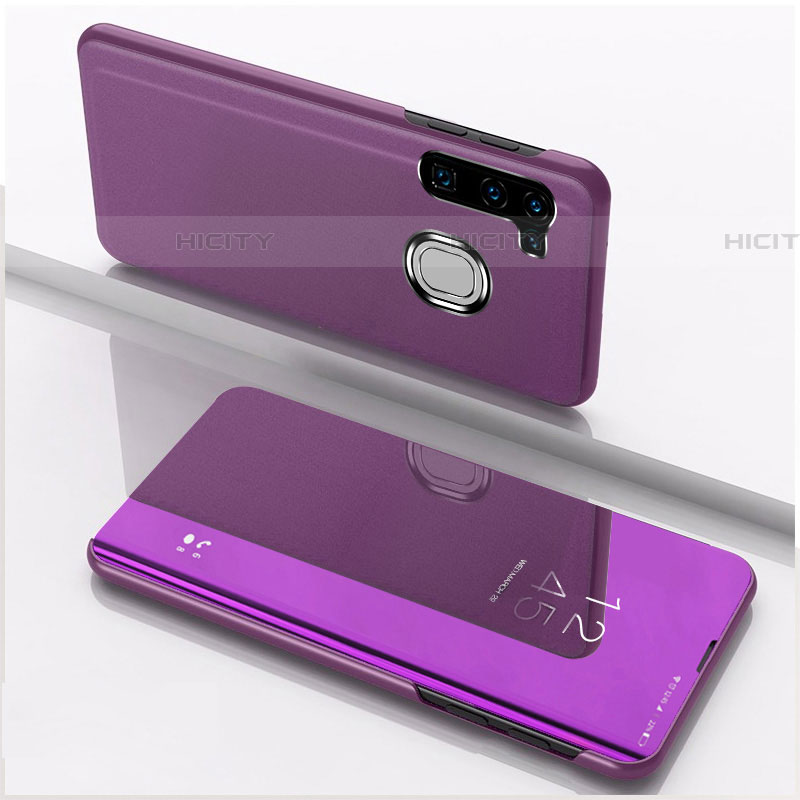 Custodia Portafoglio In Pelle Cover con Supporto Laterale Specchio Cover L04 per Samsung Galaxy A21 European Viola