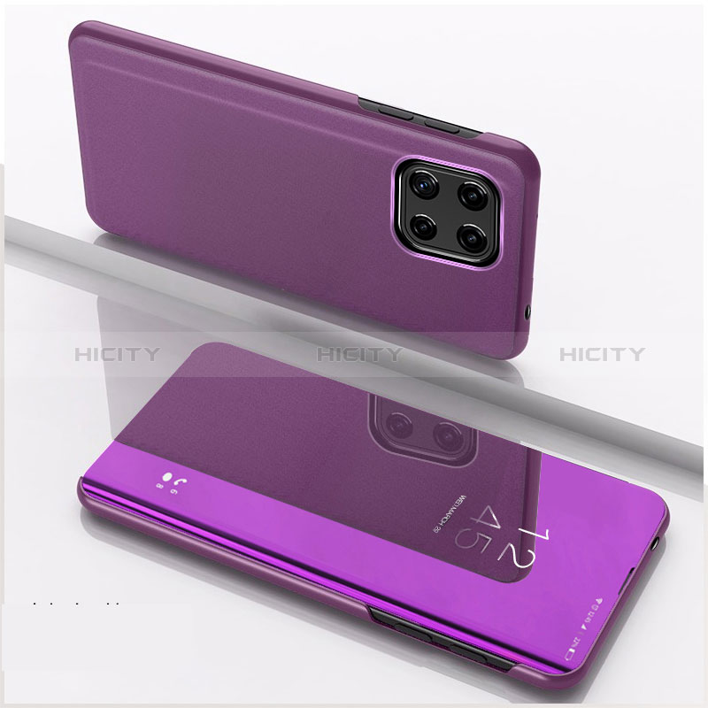 Custodia Portafoglio In Pelle Cover con Supporto Laterale Specchio Cover L04 per Samsung Galaxy A22s 5G Viola