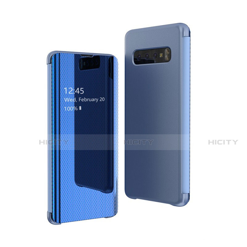 Custodia Portafoglio In Pelle Cover con Supporto Laterale Specchio Cover L05 per Samsung Galaxy S10 5G Blu