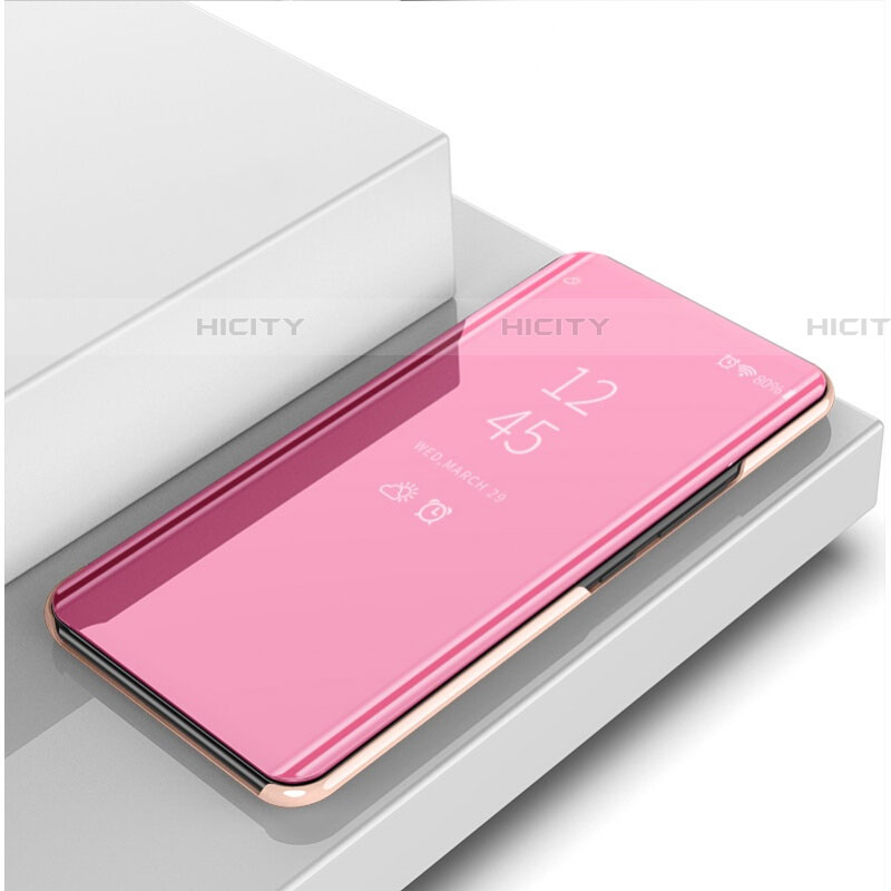 Custodia Portafoglio In Pelle Cover con Supporto Laterale Specchio Cover M01 per Oppo RX17 Pro Oro Rosa