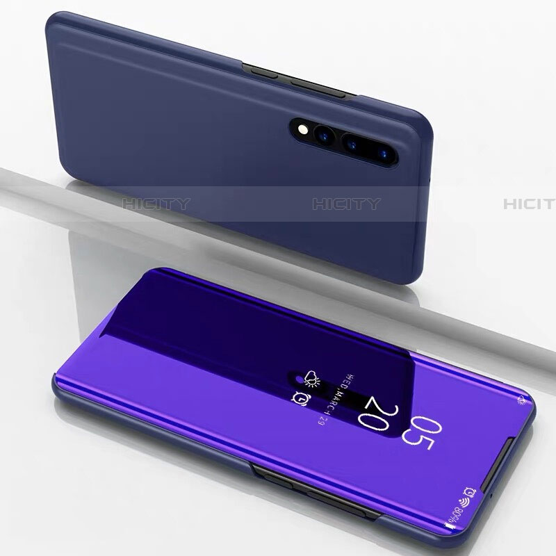 Custodia Portafoglio In Pelle Cover con Supporto Laterale Specchio Cover M01 per Samsung Galaxy A70S Viola