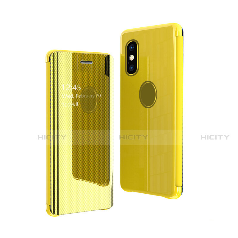 Custodia Portafoglio In Pelle Cover con Supporto Laterale Specchio Cover per Apple iPhone X Giallo