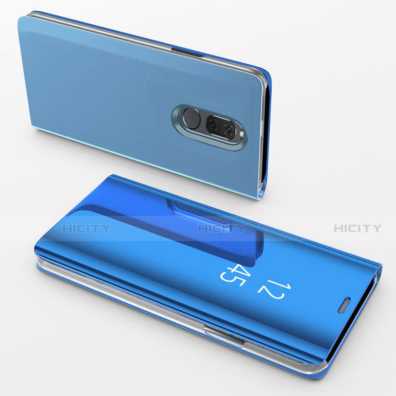 Custodia Portafoglio In Pelle Cover con Supporto Laterale Specchio Cover per Huawei G10 Blu