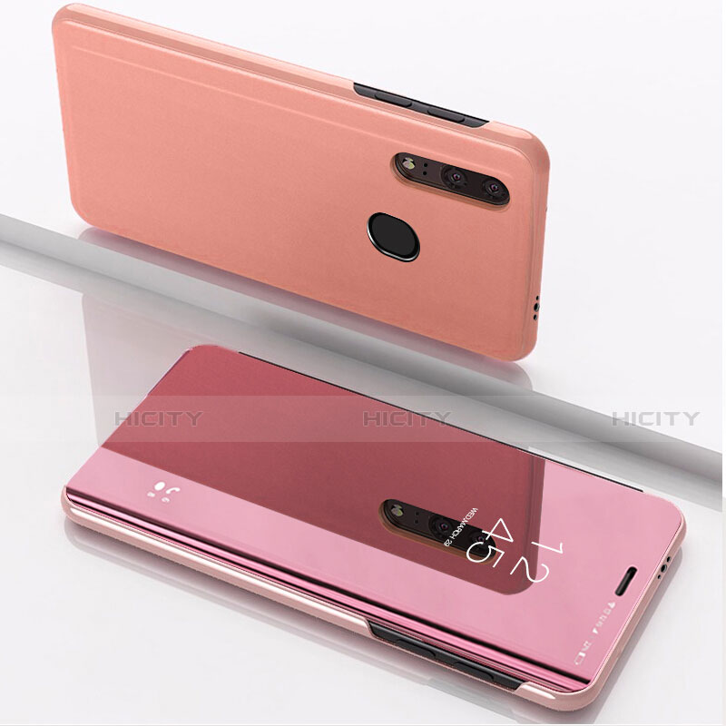 Custodia Portafoglio In Pelle Cover con Supporto Laterale Specchio Cover per Huawei Honor 10i Oro Rosa