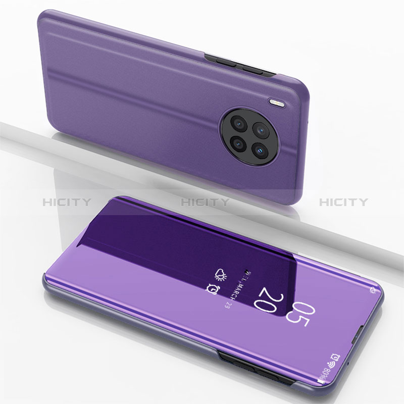 Custodia Portafoglio In Pelle Cover con Supporto Laterale Specchio Cover per Huawei Honor 50 Lite Lavanda