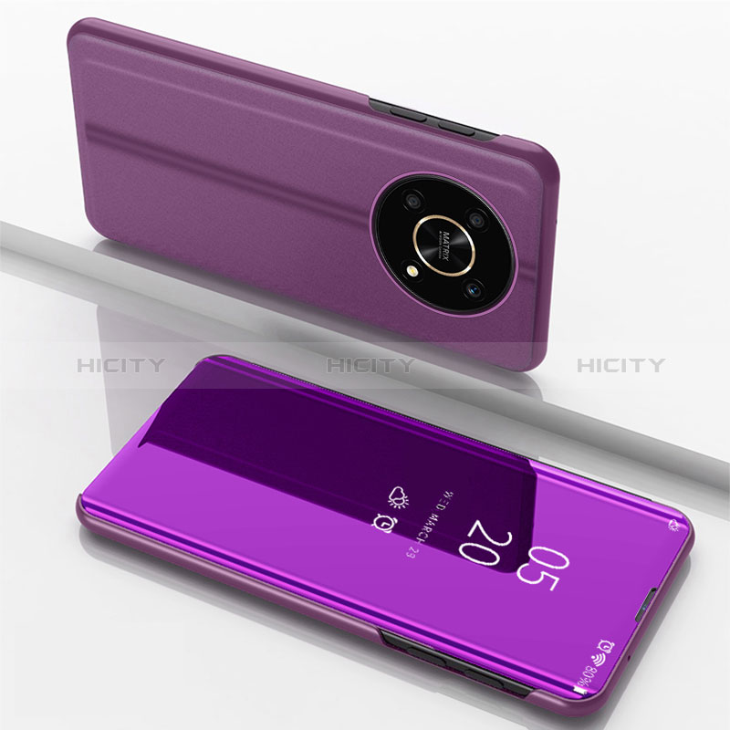 Custodia Portafoglio In Pelle Cover con Supporto Laterale Specchio Cover per Huawei Honor Magic4 Lite 5G Viola