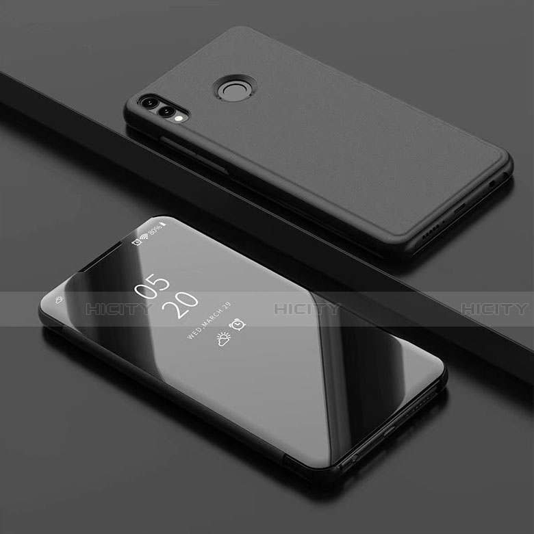 Custodia Portafoglio In Pelle Cover con Supporto Laterale Specchio Cover per Huawei Honor V10 Lite Nero