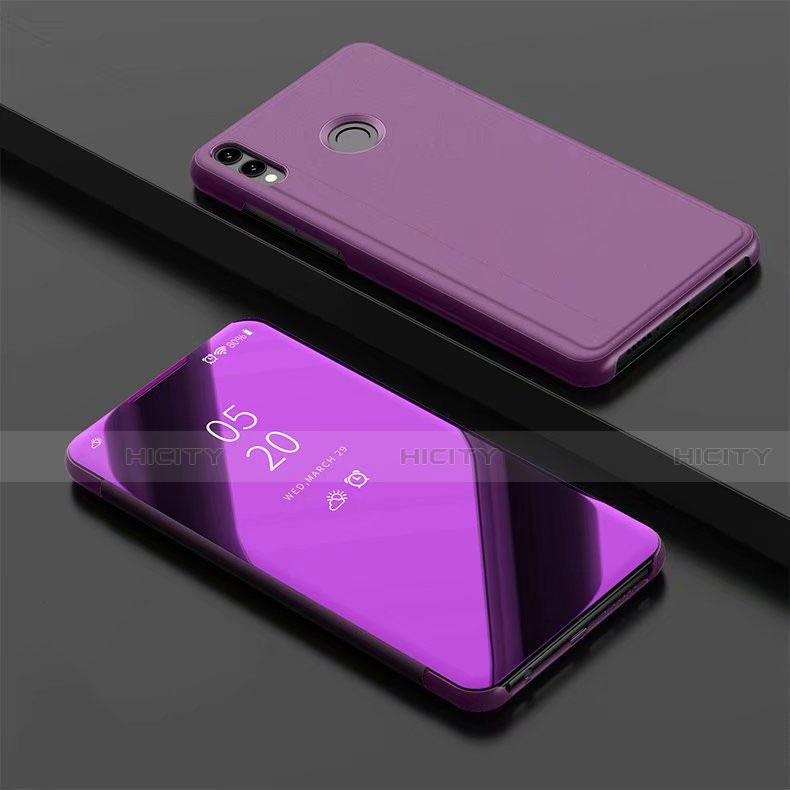 Custodia Portafoglio In Pelle Cover con Supporto Laterale Specchio Cover per Huawei Honor V10 Lite Viola