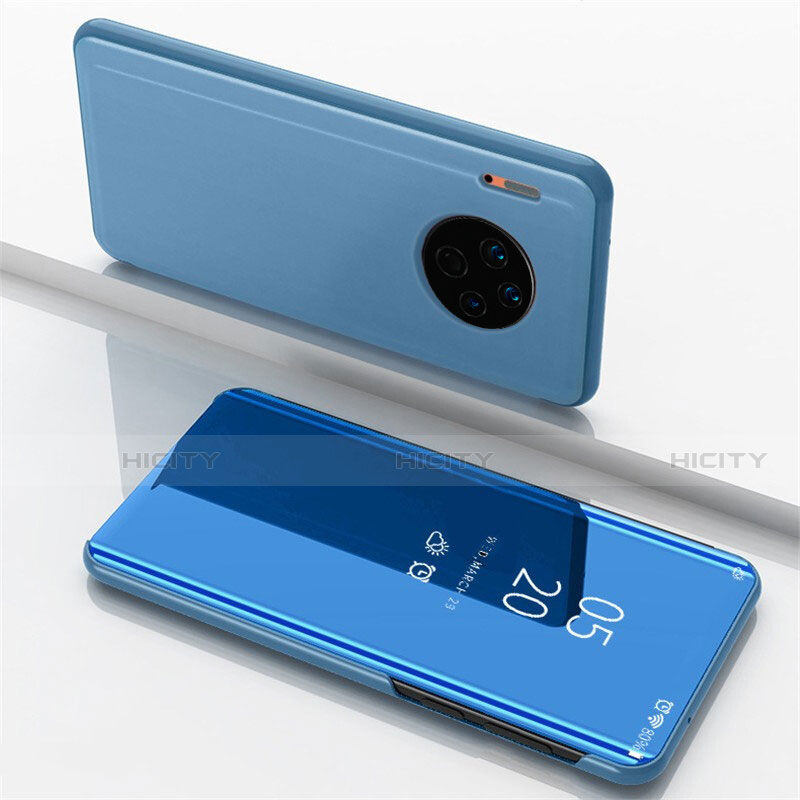 Custodia Portafoglio In Pelle Cover con Supporto Laterale Specchio Cover per Huawei Mate 30E Pro 5G Blu